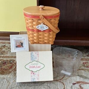 Longaberger 2001 Vintage Blossoms Basket w/ Protector & Lid NWT